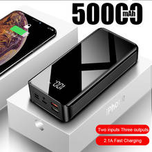 Banco de potência 50000mah usb ao ar livre powerbank portátil bateria externa com display led carregador para xiaomi iphone 13 2024 - compre barato