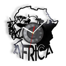 Africa Decor Vinyle Record Wall Clock Africa Artwork Laser Cut Wall Clock Night Light Function Handmade Gift for any Occasion 2024 - buy cheap