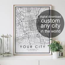 Digital download CUSTOM city map Nordic Living Room Decoration Canvas Poster Modern Home Decor Art Print Painting 2024 - buy cheap