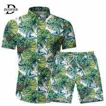 Mens Hawaiian Shirts Set Summer Floral Shirts Men +Print Beach Shorts Short Sleeve Tracksuit 2020 Fashion 2 piece Sets Male 2024 - buy cheap