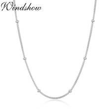 Slim 925 Sterling Silver Curb Beaded Chain Choker Necklaces Women Girls 40cm 45cm Jewelry kolye collares collane collier ketting 2024 - compre barato
