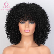 SUe EXQUISITE Synthetic Afro Kinky Curly Wig With Bangs for Black Women Short Glueless Cosplay Hair High Temperature 2024 - buy cheap