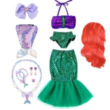 Платье принцессы русалки Ариэль для маленьких девочек; Детский карнавальный костюм; нарядные зеленые платья; праздничная одежда на Хэллоуин, Рождество, день рождения 2024 - купить недорого