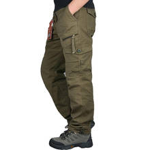 Calça cargo masculina, casual, baggy militar, de algodão, com vários bolsos 2024 - compre barato