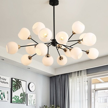 Nordic Creative Chandeliers modern foyer bedroom Grass with black luxury hanging lamp milk white glass ball lampshade droplight 2024 - buy cheap