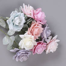 2 головки розы искусственный цветок поддельные листья бархатные шелковые цветы искусственные для домашней вечеринки Свадебные украшения 2024 - купить недорого