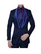 2020 Latest Coat Pant Designs navy blue Paisley Smoking Men Suit Slim Fit Tuxedo Custom Blazer Groom Prom mens Suits Masculino 2024 - buy cheap