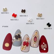 Nail Art Metal 3D Charms Different Color Bow Bowtie Nail Decoration Elegant Bow Tassel Pendant Designs 100Pcs Zircon Rhinestone 2024 - buy cheap