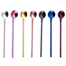 Long Handle 25cm Straw Spoons 2in1 Stainless Steel Stirring Coffee Spoons Yerba Mate Frozen Drink Milkshake Teaspoon Tableware 2024 - buy cheap