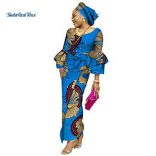 Vestidos africanos para as mulheres bazin riche 100% algodão laço babados manga impressão vestidos de noite longos roupas africanas wy3608 2024 - compre barato