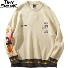 2021 Men Hip Hop Sweater Pullover Streetwear Van Gogh Painting Embroidery Knitted Sweater Retro Vintage Autumn Sweaters Cotton 2024 - купить недорого