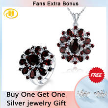 Hutang Natural Garnet Jewelry Sets 925 Sterling Silver Gemstone Ring Pendant Fine Elegant Jewelry for Women Best Gift New 2024 - buy cheap