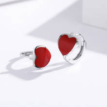 Cute Red Peach Heart 925 Sterling Silver Loops Huggie Hoop Earrings For Women Girls Kids Jewelry Aros Artes Ohrringe 2024 - buy cheap