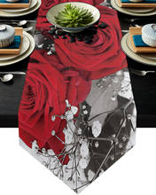Red Rose Table Runner Modern For Home Track On The Table Cloth Wedding Party Table Decoration Accessories 2024 - buy cheap