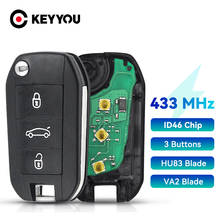 KEYYOU 433MHz ID46 Car Remote Key Flip For Peugeot 208 2008 301 308 5008 508 For Citroen C4L HellaFlush Uncut HU83 VA2 Blade 2024 - buy cheap