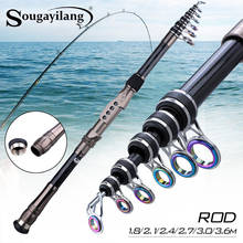 Sougayilang vara de pescar telescópica portátil, vara de pesca de carpa, peso 7-21g, fibra de carbono giratória, vara de pesca marítima, 1.8m-3.6m 2024 - compre barato