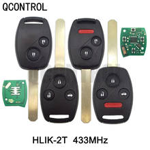 QCONTROL New Remote Car Key 433MHz for Honda HLIK-2T Accord Element Pilot Civic CR-V HR-V Fit Insight City Jazz Odyssey Fleed 2024 - buy cheap