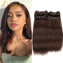 Joedir Pre-colored Brazilian Straight Hair 4 Pcs One Pack 190 Gram Brazilian Yaki Human Hair Bundles Weave Color 4# Non Remy 2024 - buy cheap