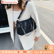 Bolso de hombro pequeño con cadena para mujer, bolsa de nailon, diseño de moda, Vintage, negro 2024 - compra barato