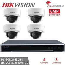 Комплект купольных IP-камер Hikvision 6 мп, ик фиксированная купольная сетевая камера, камера видеонаблюдения, IP-камера POE H.265, встроенная стандартная 2024 - купить недорого