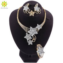 Dubai Jewelry Sets Crystal Necklace Bracelet Earrings Ring African Charm Women Classic Jewelry Set Wedding Party Jewelry 2024 - buy cheap