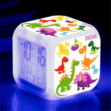 Цифровой светодиодный Будильник в виде динозавра, 7 цветных экшн-фигурок, светящисветильник ночник, прикроватный столик, подарок для детей 2024 - купить недорого