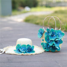 Fashion Vacation Style Straw Bags for Women 2021 Luxury Bag Blue Flowers Handmade Woven Beach Bag Travel Women's Handbags Totes 2024 - buy cheap
