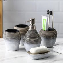 Bathroom Supplies Retro Hand-drawn Ceramic Craft/lotion Bottle Toothbrush Holder/soap Dish/bathroom Decoration Accessories 2024 - buy cheap