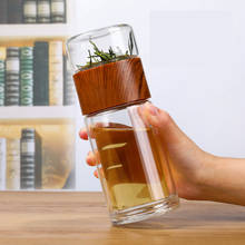 Новая двухслойная стеклянная чашка для воды портативная высокотемпературная прозрачная чашка для чая креативные чашки для разделения воды 2024 - купить недорого