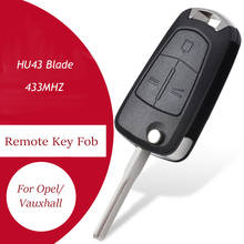 Дистанционный ключ KEYECU ASK 433 МГц PCF7946 с 3 кнопками для Vauxhall / Opel Vectra C,Signum 2003-2005 2006 2007 HU43 Blade 2024 - купить недорого
