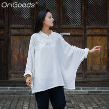 OriGoods Novelty Blouse Women Oversized Plus size Blouse Shirt Cotton Chinese style Spring 2022 Blouse Batwing sleeve Tops B279 2024 - buy cheap