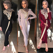 Кафтан Абая для женщин Дубай Абая Турция мусульманская вышивка бисером хиджаб платье марокканский кафтан ислам одежда турецкие платья 2024 - купить недорого