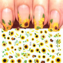 Summer Sunflower Nail Stickers Sliders 3D Florals Deisgn Nail Art Decorations DIT Tips Transfer Decals Manicure Tools Wraps 2024 - buy cheap