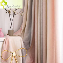 Pink and Gray Stripe Gradient Curtains Cotton and Linen Blend Physical Tulle Curtain for Living Room Bedroom window decorate 2024 - buy cheap