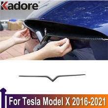 For Tesla Model X 2016 2017 2018 2019-2021 Carbon Fiber Front Bumper Molding Grill Trim Cover Stickers Garnish Car Accessories 2024 - buy cheap