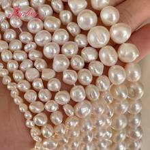 Perlas de agua dulce de forma libre, cuentas de piedra Natural sueltas blancas para joyería de bricolaje, collar, pulsera de 4/5 ", 3-7/6-8/8-9/9-11mm 2024 - compra barato