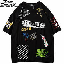 Мужская футболка с граффити в стиле хип-хоп, уличная футболка в стиле Харадзюку, летняя футболка с коротким рукавом, модные хлопковые топы, футболка для скейтборда 2024 - купить недорого