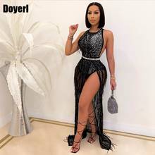 Long Sexy Party Dresses Women Evening Mesh Rhinestone Bodycon Maxi Dress with Slit Birthday Outfits for Women Sexy Club Dress 2024 - buy cheap