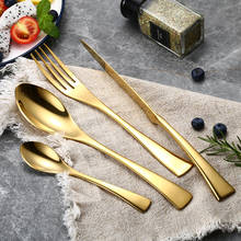 24 unids/set de acero inoxidable placa de oro cubiertos 304 vajilla de plata conjunto de cena cuchillo tenedor cuchara envío de la gota 2024 - compra barato