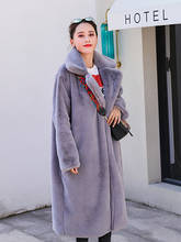 Nerazzurri Winter Long Thick Warm Soft Gray Black Faux Fur Coat Women Fluffy Furry Fake Fur Overscoat Korean Fashion 5xl 6xl 7xl 2024 - buy cheap