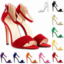 LOSLANDIFEN Women Fashion Thin Buckle Sandals Summer Soft Flock High Heels Shoes Peep Toe Female Stiletto Bride Dress Pumps Work 2024 - buy cheap