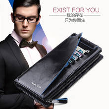 Men's Wallet Long Zipper Genuine Leather Wallet for Men Clutch Bag Business ID Cedit Card Cover Holder Purse  Man 2024 - buy cheap