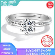 Anel de prata esterlina 100% 925 yanhui, novo anel com diamante de moissanite ajustável para mulheres de luxo 2024 - compre barato