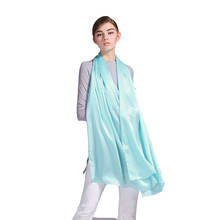 Bufanda larga de seda 100%, 55x180cm, de seda, Color azul lago 2024 - compra barato