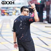 Plus Size GXXH Men T Shirt Summer Casual Loose Tshirt Men Streetwear Print XXL-7XL Big Size Black Loose Top Tee for 83-140kg Men 2024 - buy cheap