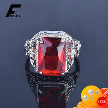 Vintage Women Rings 925 Silver Jewelry Rectangle Ruby Gemstone Fashion Ornament Wedding Engagement Promise Party Wholesale Ring 2024 - buy cheap