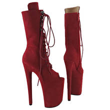 Leecabe 23 см/9 дюймов красные замшевые туфли для танцев на шесте Высокие каблуки обувь для танцев на шесте 2024 - купить недорого