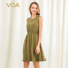 VOA-vestido ajustado de seda sin mangas para verano, cuello redondo, tendón, hombros, hebilla, cómodo, cintura elástica, A10327, 2021 2024 - compra barato