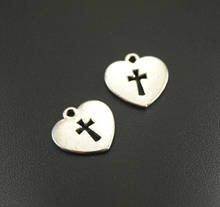 30 pcs 2 Colors  Heart with Cross Charms Pendant Diy Jewelry Findings Accessories 17x17mm A411/A250 2024 - buy cheap