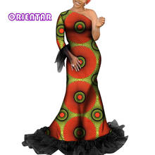 Vestidos africanos para mujer, Vestido largo de Ankara con un hombro, vestidos de fiesta con hilo negro, vestido africano de talla grande WY6685 2024 - compra barato